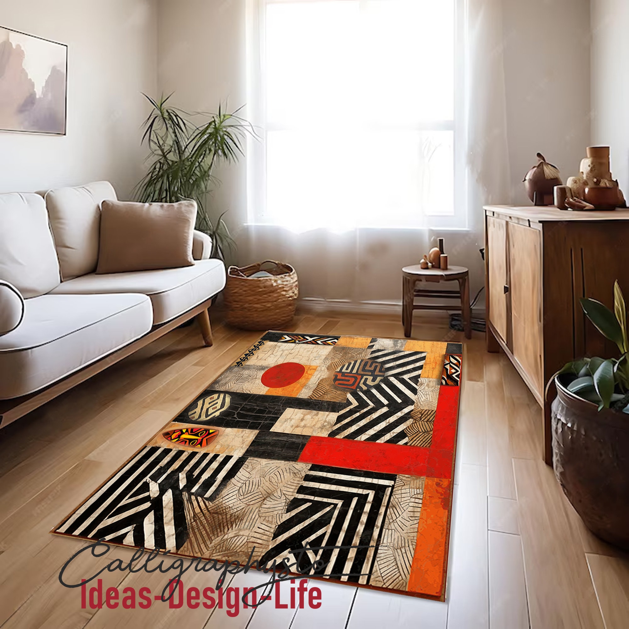 Rasist Rug Afrocentric Area Rug | Safari Ethnic Print, Tribal Bedroom Carpet ...