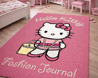 Hello Kitty Rug: Non-slip Kids Room Decor, Machine Washable - Etsy