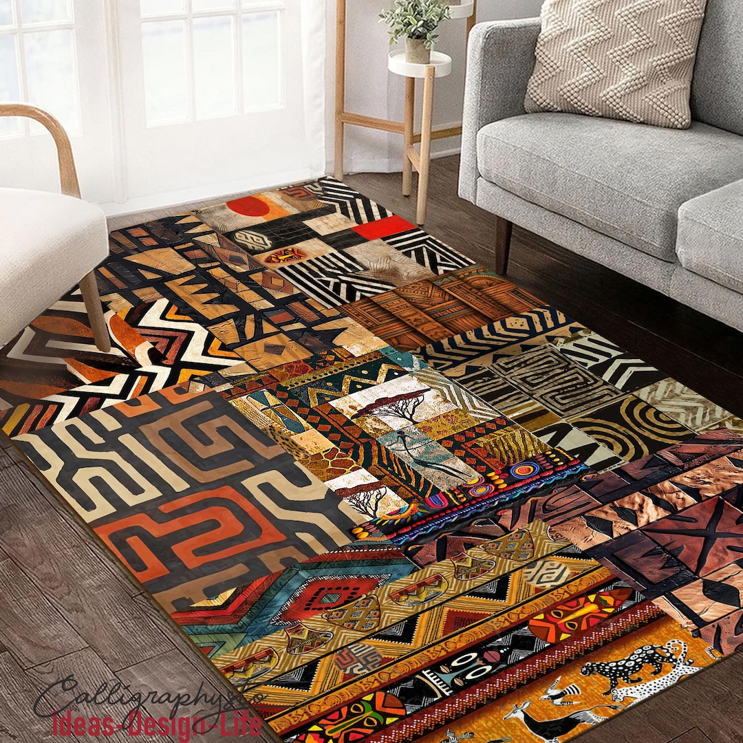African Tribal Area Rug | Afrocentric Safari Pattern, Non Slip - Etsy