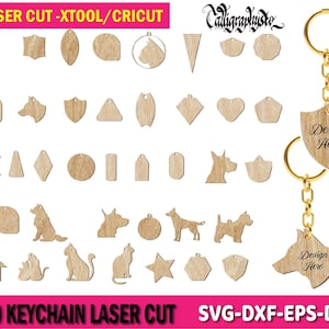 Keychain Design Laser Cut Files, Keychain Svg bundle, Keychain Cutting Templates, Keychain svg files, Glowforge Cut files
