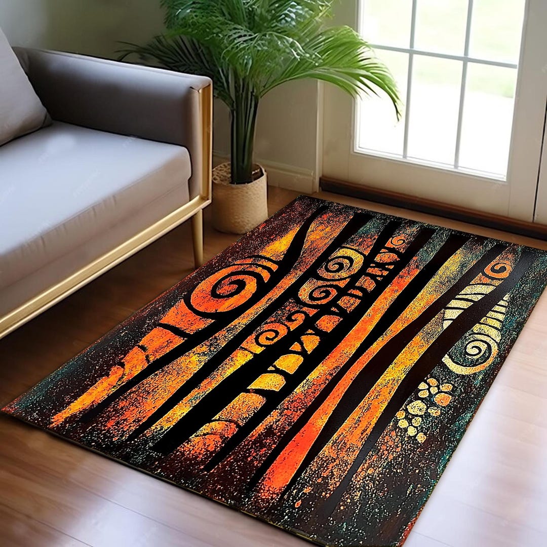 Savannah Area Rug|african Runner|afrocentric Non Slip Carpet|safari ...
