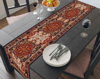 Red Turkish Table Runner – Traditional Oriental Dining Decor