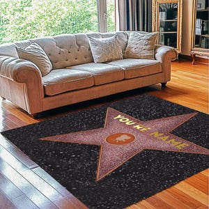 Personalized Hollywood Star Rug: Custom Name Carpet