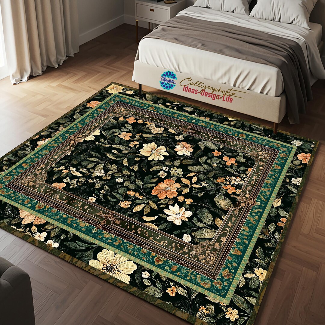 William Morris Style Area Rug: Gothic Cottagecore Floral Floor Art - Etsy