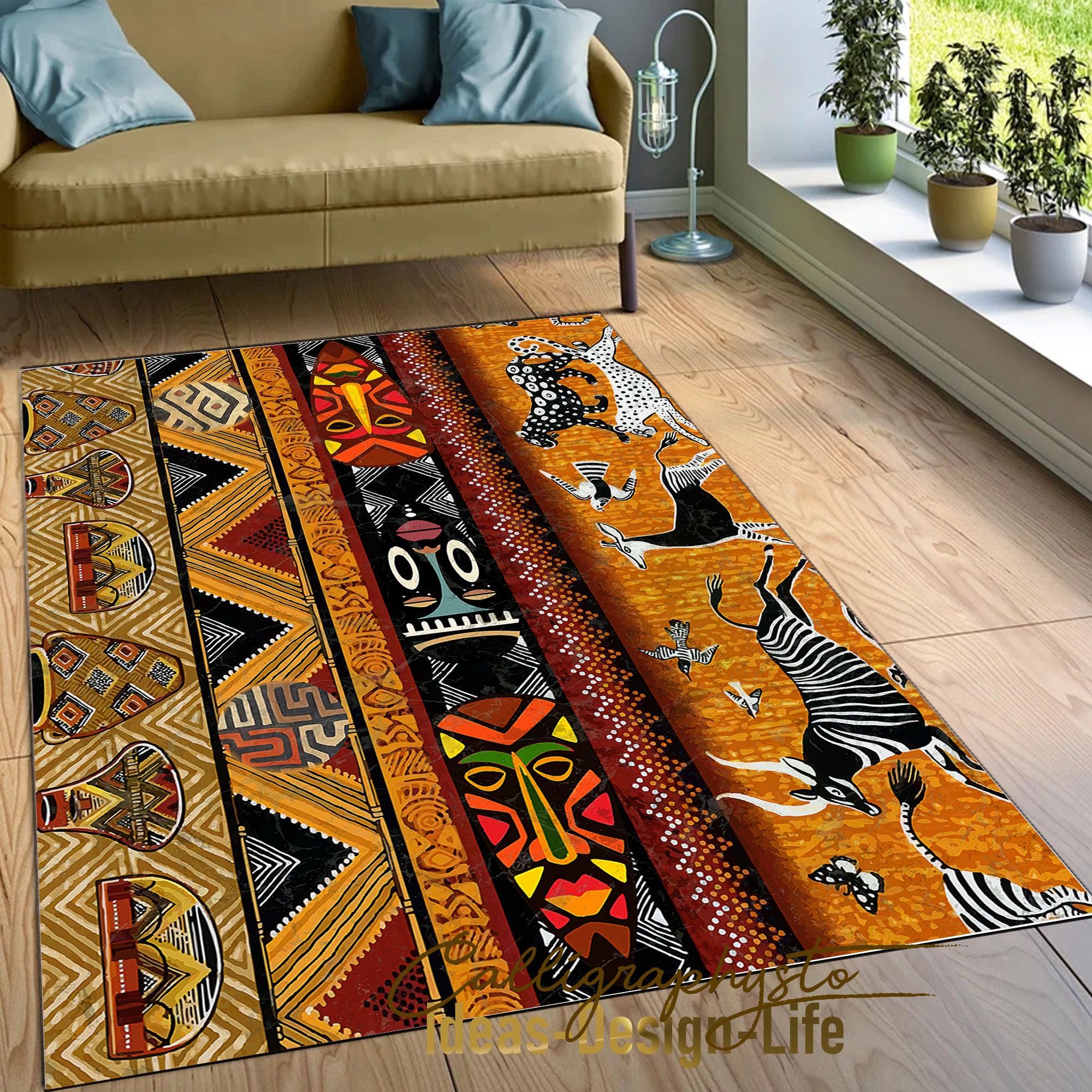 Savannah Area Rug|african Runner|afrocentric Non Slip Carpet