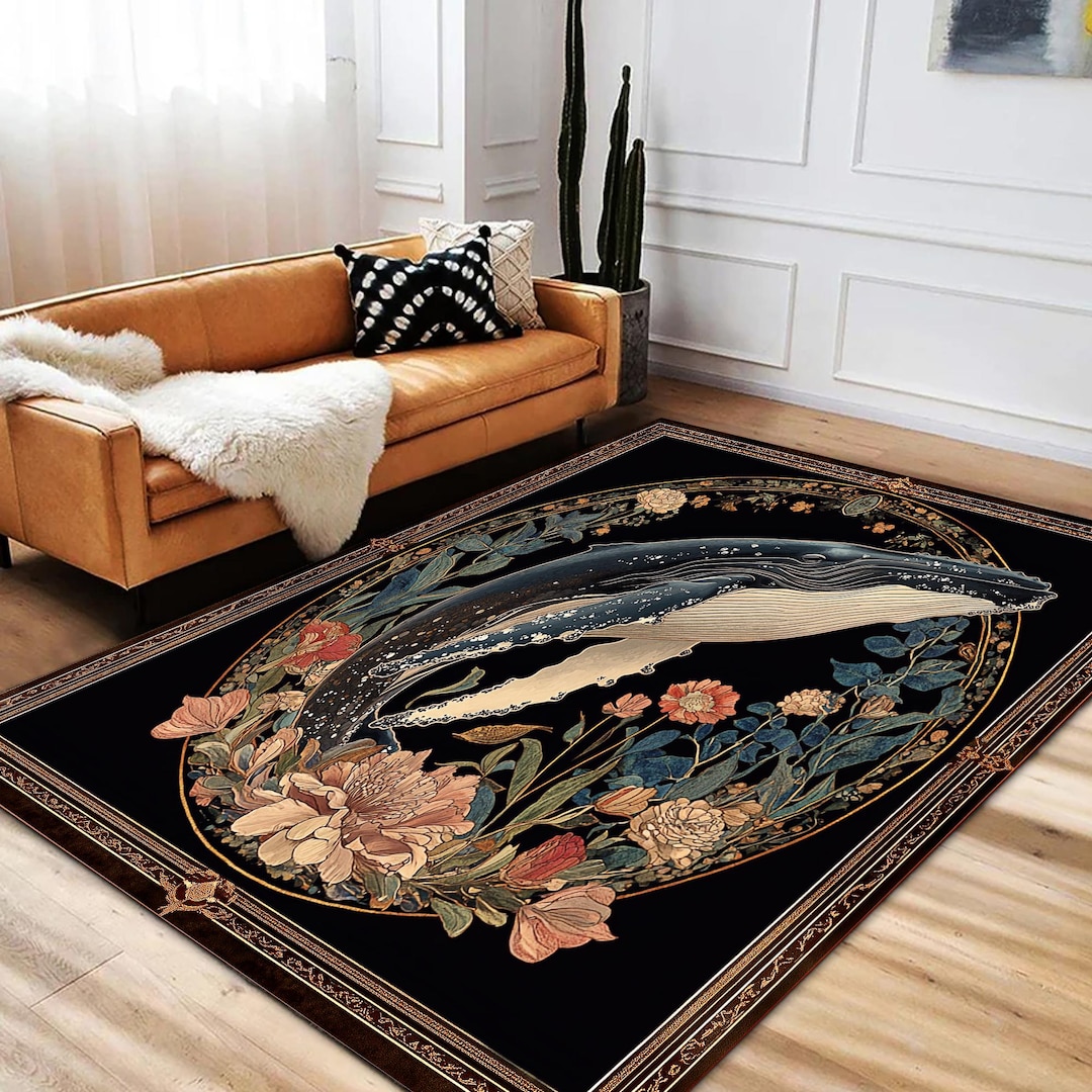 Art Nouveau Whale Rug: Gothic Dark Academia Decor - Etsy