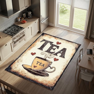 Coffee Themed Kitchen Rug, Runner Non-Slip Washable Carpet, Kitchen Runner Carpet Mat