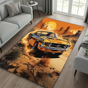 Ford Mustang Racing Rug: Non-Slip Children&#39;s Room Mat