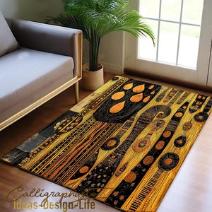 Savannah Teppich | Afrikanischer Läufer | Afrozentrischer rutschfester Teppich | Safari Ethnic Bodenkunst | Maschinenwaschbarer Teppich | Tribal Style braun matt
