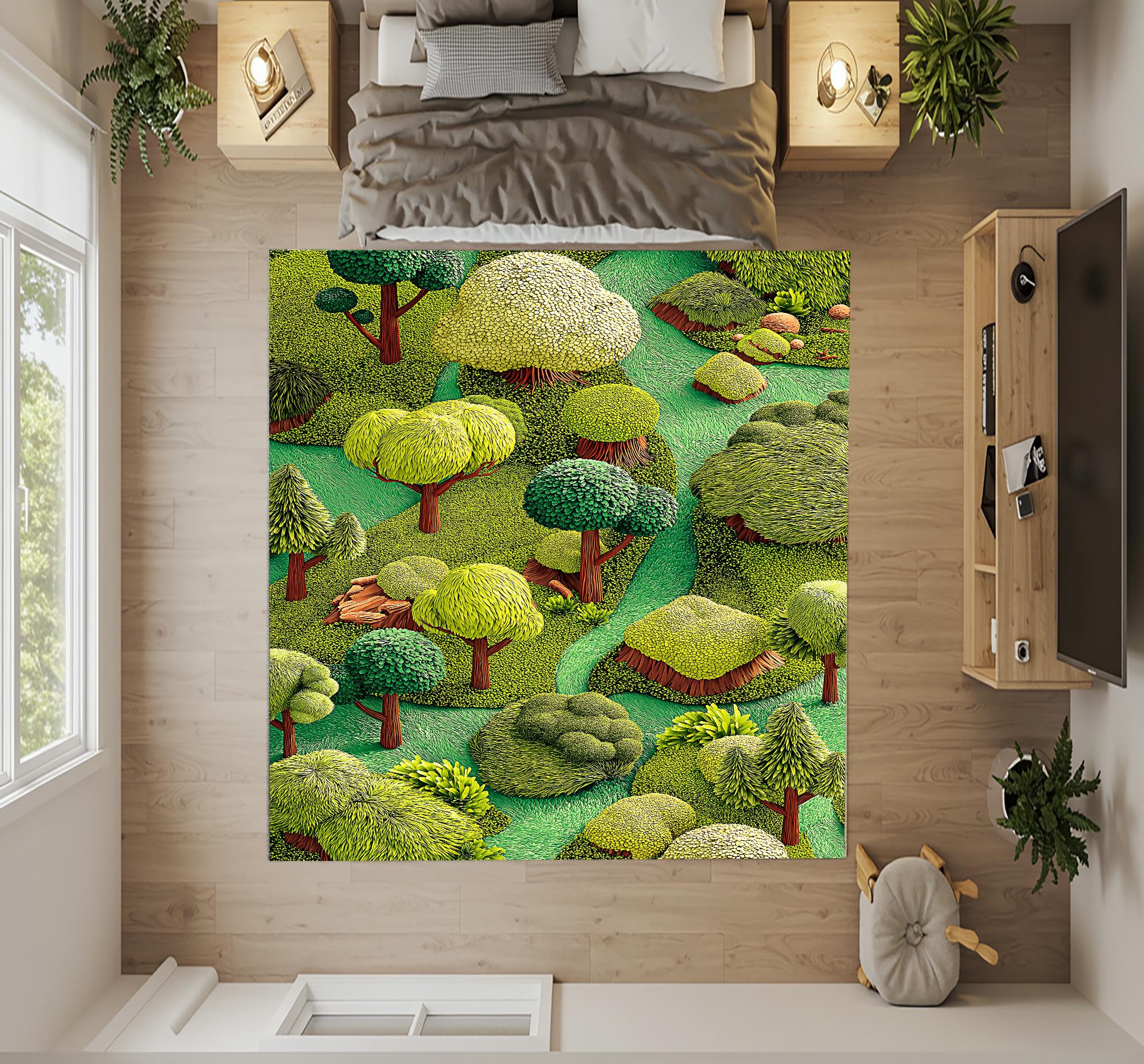 3D Forest Rug – Green Woodland Carpet, Nature Inspired Decor - Etsy