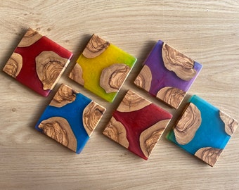 Coasters in Olive Wood and Resin — Olive Wood and Resin Coasters