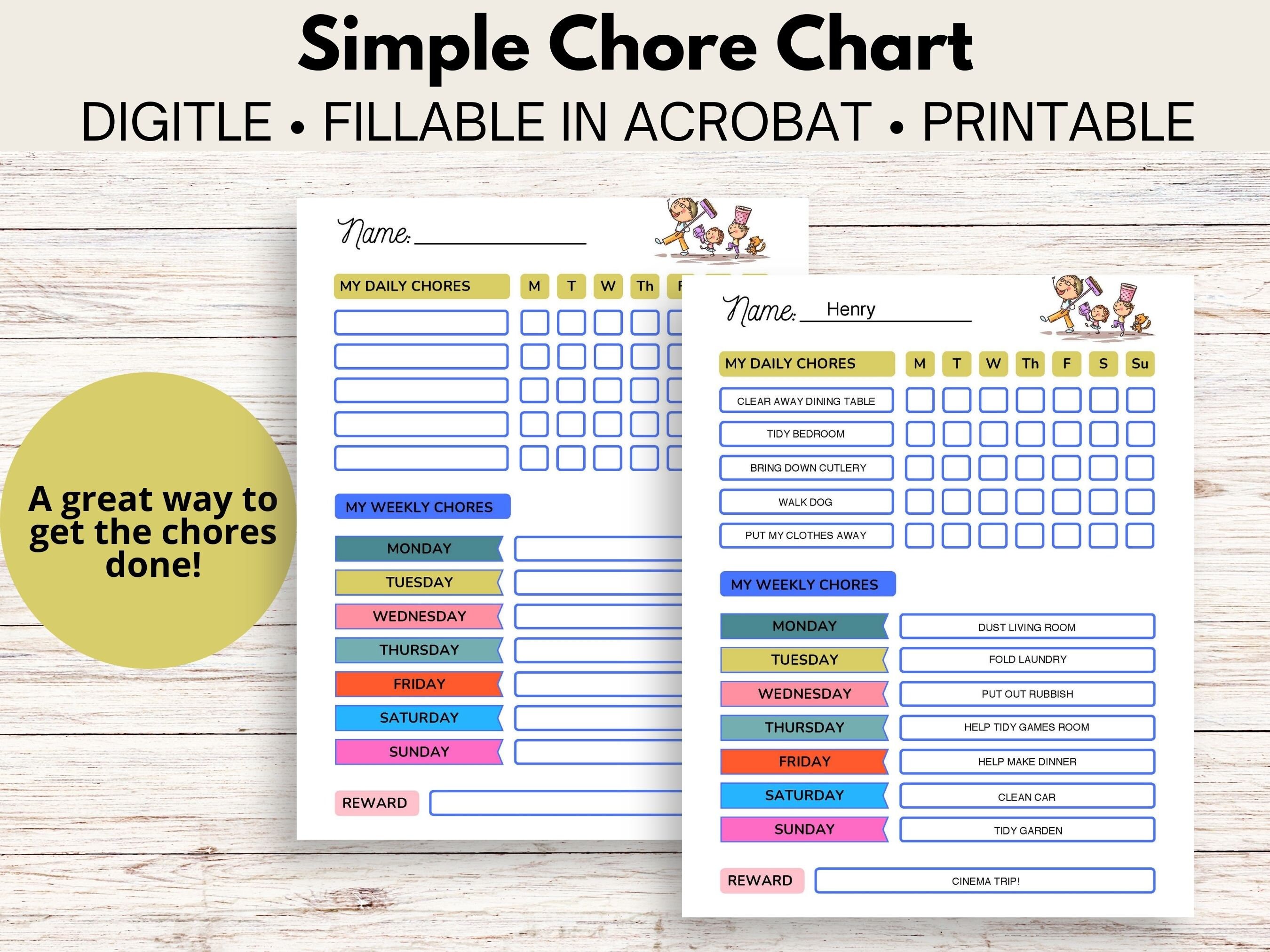Responsibility Chore Chart for Kids Fully Editable Daily Weekly Routine ...