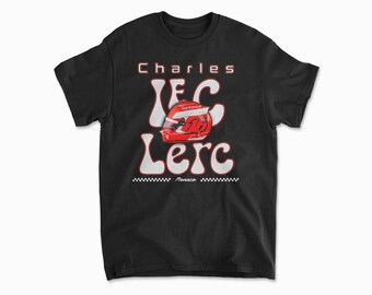 Leclerc Helmet Inspired T-Shirt, Motorsports Apparel, Racing Merch, Racing Team Shirt, Race Fan Gift, Unisex Cotton Tee