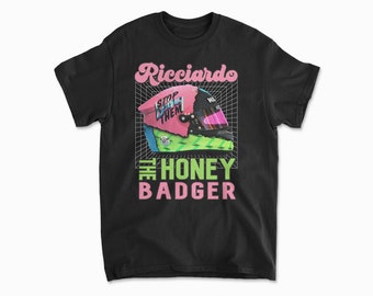 Ricciardo Inspired T-Shirt, Honey Badger Shirt, Retro Racing Driver Shirt, Motorsport Merch, Streetwear Shirt, Unisex Cotton Tee