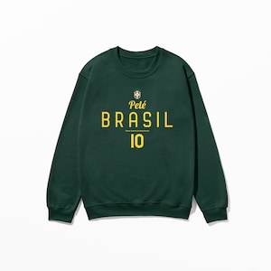 Pele Sweatshirt | Inspired Retro Football Shirt, Brazil Soccer Legend Fan Gift, Retro Style Soccer Jersey
