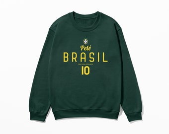 Pele Sweatshirt | Inspired Retro Football Shirt, Brazil Soccer Legend Fan Gift, Retro Style Soccer Jersey