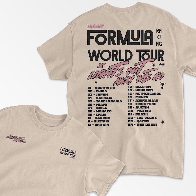Sand White Racing World Tour Inspired T-Shirt, Vintage Racing Style Shirt, Motorsport Clothing, Formula Inspired Merch, Race Fan Gift, Unisex Tee