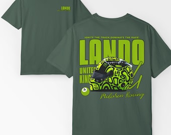 Norris Helmet T-Shirt | Retro Graphic Tee | Inspired Comfort Colors Racing Apparel & Motorsports Merch for Race Gear Enthusiasts