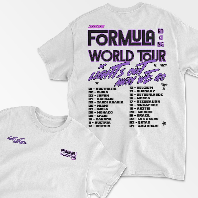 White Racing World Tour Inspired T-Shirt, Vintage Racing Style Shirt, Motorsport Clothing, Formula Inspired Merch, Race Fan Gift, Unisex Tee