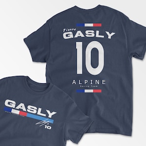 Gasly T-Shirt Inspired Unisex Cotton Tee Inspired French Racing Driver Motorsports Apparel France Team Merch