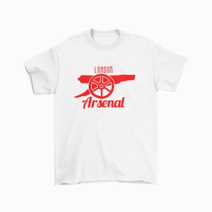 White Arsenal Football Club T-Shirt, Gunners T Shirt, Gooners Tee, Premier League T Shirt, Designed T Shirt, Printed T Shirt, Soccer T Shirt