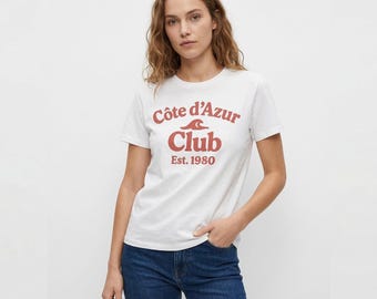 Cote d'Azur Graphic T-Shirt: Retro 1980s French Riviera Tee
