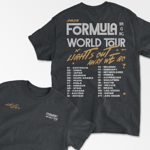 Dark Heather Racing World Tour Inspired T-Shirt, Vintage Racing Style Shirt, Motorsport Clothing, Formula Inspired Merch, Race Fan Gift, Unisex Tee