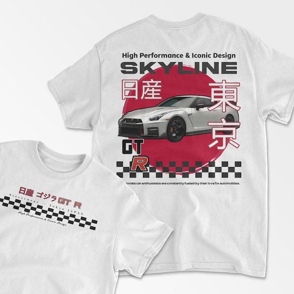 Skyline Inspired Streetwear T-Shirt R35 Shirt Car Lover Gift Sport Racing Car Shirt Drift Lover Unisex Cotton Tee