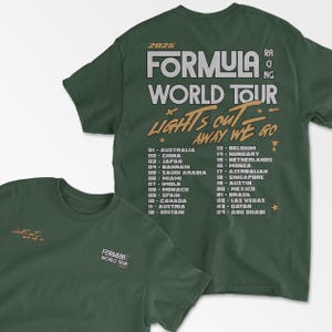 Forest Green Racing World Tour Inspired T-Shirt, Vintage Racing Style Shirt, Motorsport Clothing, Formula Inspired Merch, Race Fan Gift, Unisex Tee