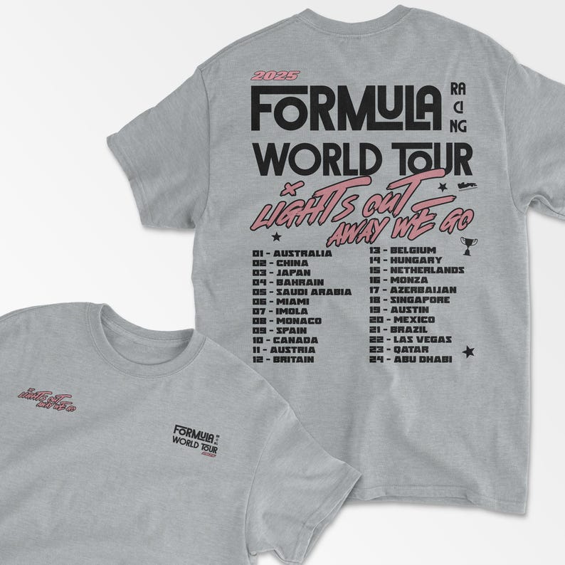 Sport Racing World Tour Inspired T-Shirt, Vintage Racing Style Shirt, Motorsport Clothing, Formula Inspired Merch, Race Fan Gift, Unisex TeeGrey