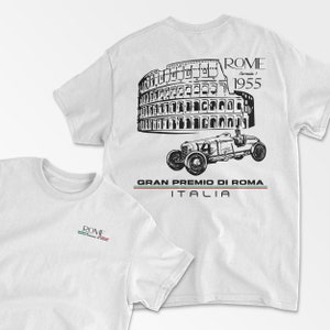 White Italy Rome T-Shirt Inspired Retro Motorsport Apparel Grand Prix Italian Racing Circuit Retro Racing Shirt