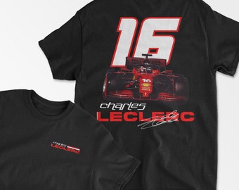 Leclerc T-shirt Formula Race Shirt F1 Gift Inspired Formula Racing Driver Aesthetic Retro Unisex Crewneck Cotton Two Side Tee