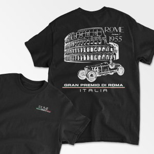 Black Italy Rome T-Shirt Inspired Retro Motorsport Apparel Grand Prix Italian Racing Circuit Retro Racing Shirt