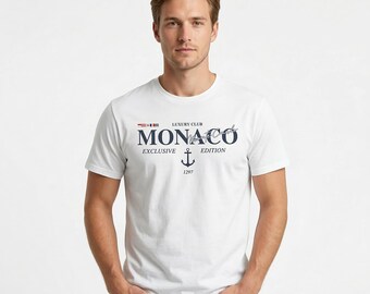 Monaco Inspired Yacht Club T-Shirt, Monaco Shirt, Grand Prix Shirt, Maritime Clothing, Sailing Gear, Luxury Yacht Club Apparel, Unisex Tee