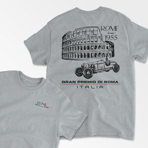 Sport Grey Italy Rome T-Shirt Inspired Retro Motorsport Apparel Grand Prix Italian Racing Circuit Retro Racing Shirt