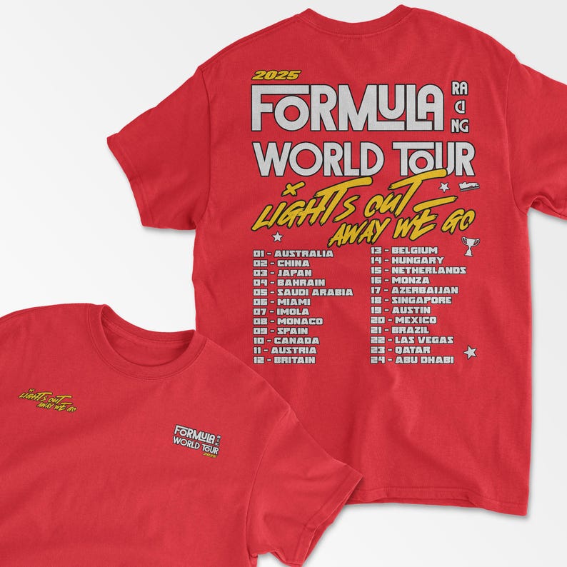 Red Racing World Tour Inspired T-Shirt, Vintage Racing Style Shirt, Motorsport Clothing, Formula Inspired Merch, Race Fan Gift, Unisex Tee