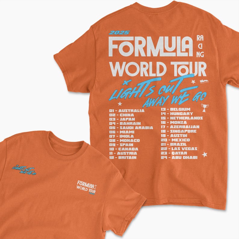 Orange Racing World Tour Inspired T-Shirt, Vintage Racing Style Shirt, Motorsport Clothing, Formula Inspired Merch, Race Fan Gift, Unisex Tee