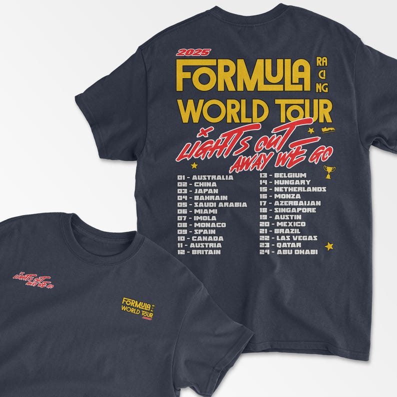 Navy Blue Racing World Tour Inspired T-Shirt, Vintage Racing Style Shirt, Motorsport Clothing, Formula Inspired Merch, Race Fan Gift, Unisex Tee