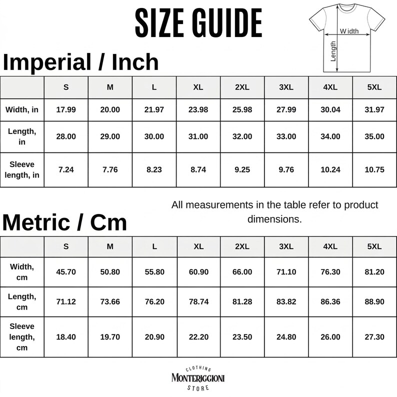 t-shirt size chart
