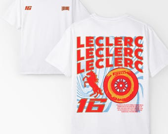 Leclerc Comfort Colors Racing T-Shirt | Inspired Motorsport Fan Gift | Unisex Vintage Wash Tee | Trendy Racing Apparel