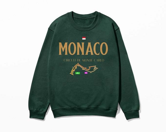Featured listing image: Monaco Racing Sweatshirt | Inspired Grand Prix Shirt | Formula Circuit, Racing Track Tee | Unique Monte Carlo Apparel