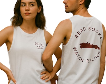 Read Book Watch Racing Tank Top | Inspired Retro Motorsports Graphic Tee for Racing Fans, Team Apparel