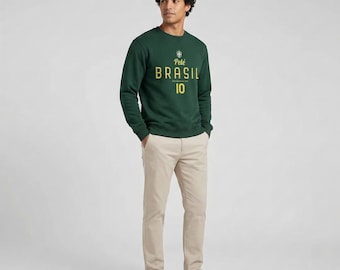Pele Sweatshirt | Inspired Retro Football Shirt, Brazil Soccer Legend Fan Gift, Retro Style Soccer Jersey