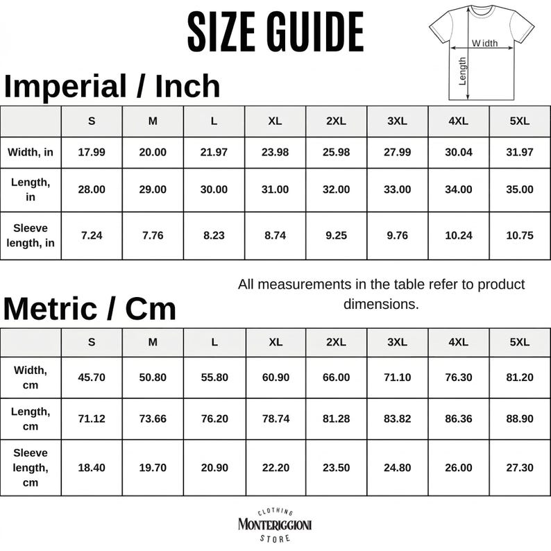 t-shirt size chart