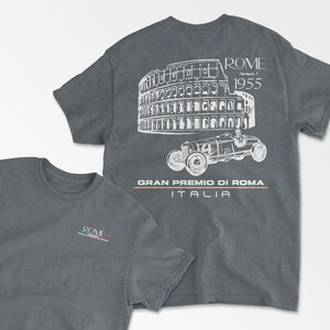 Graphite Heather Italy Rome T-Shirt Inspired Retro Motorsport Apparel Grand Prix Italian Racing Circuit Retro Racing Shirt