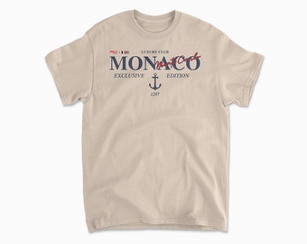 Monaco T-Shirt Yacht Club Shirt Monte Carlo Shirt Luxury Vacation Shirt Holiday Tee Unisex Heavy Cotton Tee