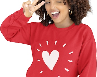 Heart Sweatshirt | Hand Drawn Heart Valentine's Day Shirt | Unisex Cotton Gift for Him and Her | Perfect Couple Top