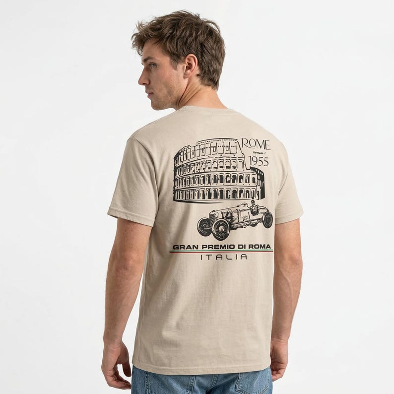 Sand Italy Rome T-Shirt Inspired Retro Motorsport Apparel Grand Prix Italian Racing Circuit Retro Racing Shirt