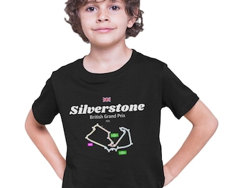 Silverstone Kids Tee, Inspired British Motorsport Circuit Shirt, Kids Racing Apparel Gift, Youth Size Racing Shirt, Unisex Tee