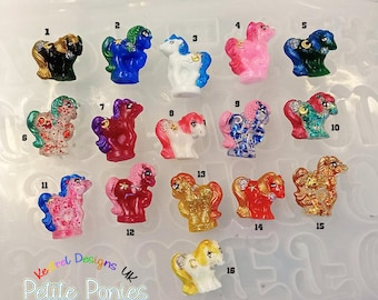 My Little Pony 'Petite Pony' inspired charms - Hand made, resin cute little gifts for My little pony fans. Retro and vintage style.